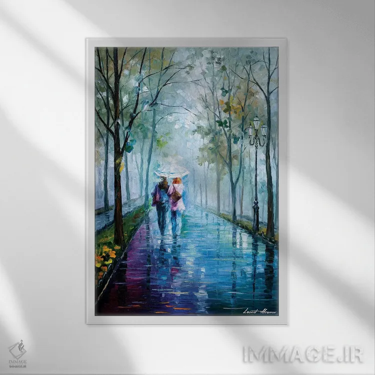 تابلو دکوراتیو قدم زدن در مه اثر لئونید آفرموف - نمای قابدار سفید