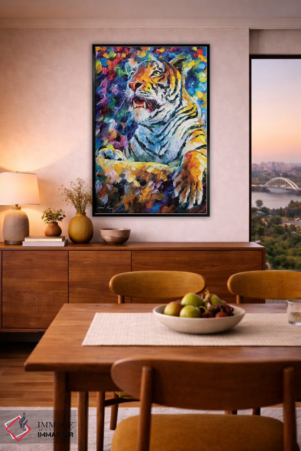 تابلو دکوراتیو ببر خشمگین اثر لئونید آفرموف - D6B