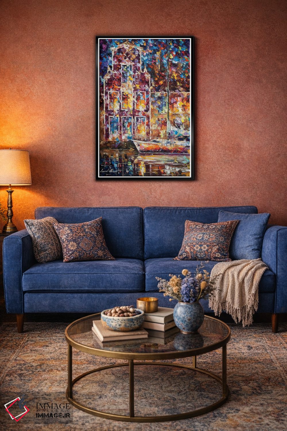 تابلو دکوراتیو اسکله ها در شب اثر لئونید آفرموف - D4B