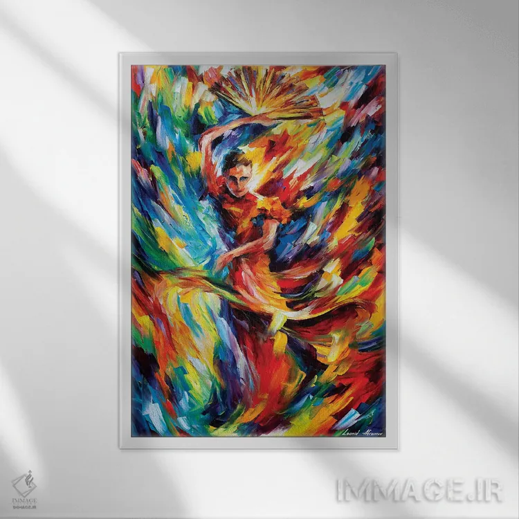 تابلو دکوراتیو فلامنکو اثر لئونید آفرموف - نمای قابدار سفید