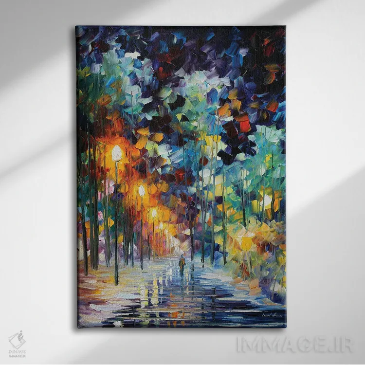 تابلو دکوراتیو زمستان رمانتیک اثر لئونید آفرموف - نمای روبهرو روی دیوار