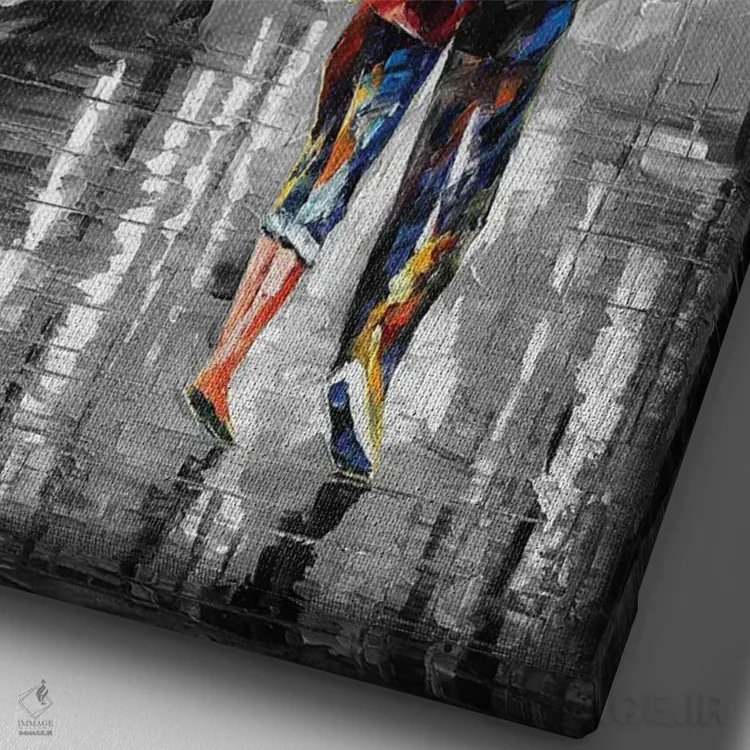 تابلو دکوراتیو زیر یک چتر اثر لئونید آفرموف - نمای نزدیک بافت بوم