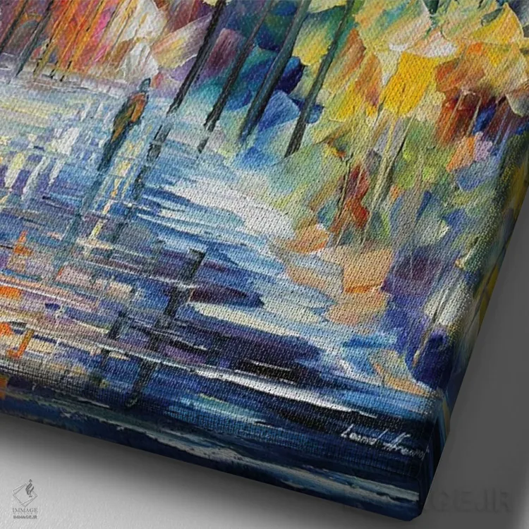 تابلو دکوراتیو زمستان رمانتیک اثر لئونید آفرموف - نمای نزدیک بافت بوم