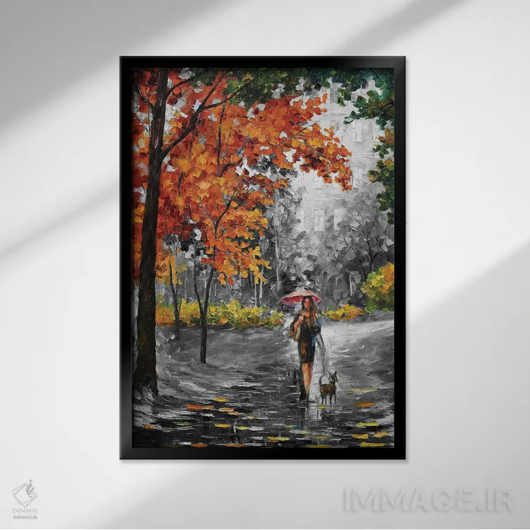 تابلو دکوراتیو پاییز جذاب اثر لئونید آفرموف - نمای قابدار مشکی