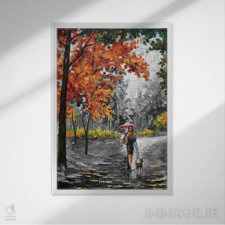 تابلو دکوراتیو پاییز جذاب اثر لئونید آفرموف - نمای قابدار سفید