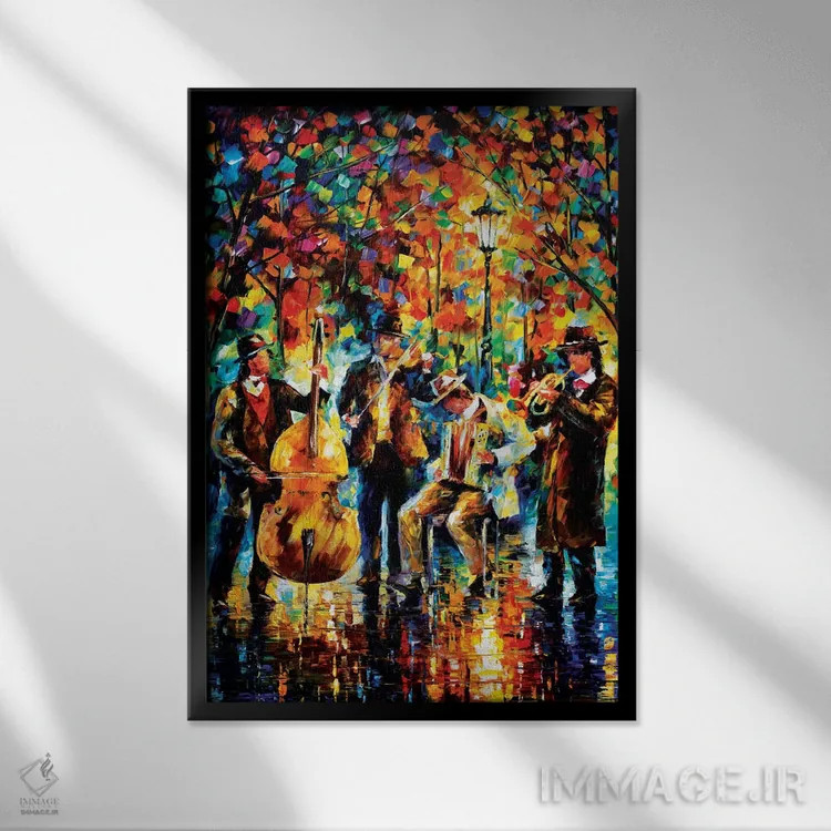 تابلو دکوراتیو موسیقی درخشان اثر لئونید آفرموف - نمای قابدار مشکی