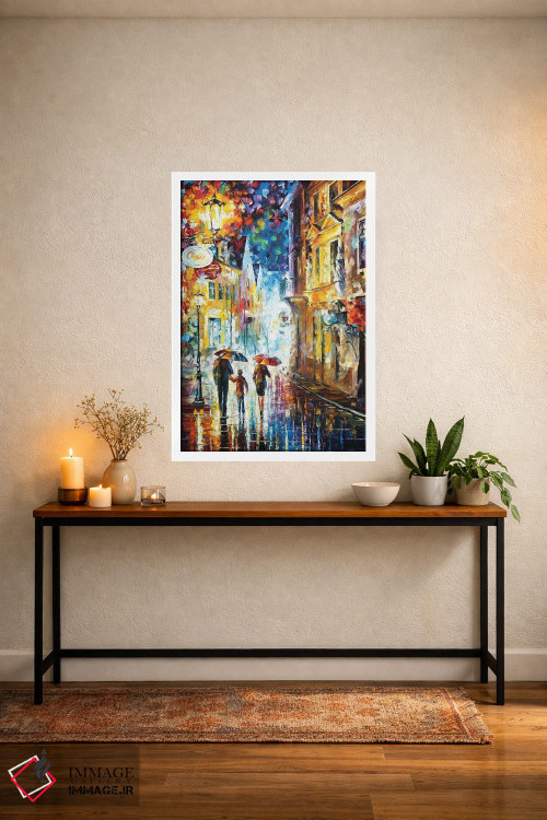 تابلو دکوراتیو خانواده زیر باران اثر لئونید آفرموف - D3W
