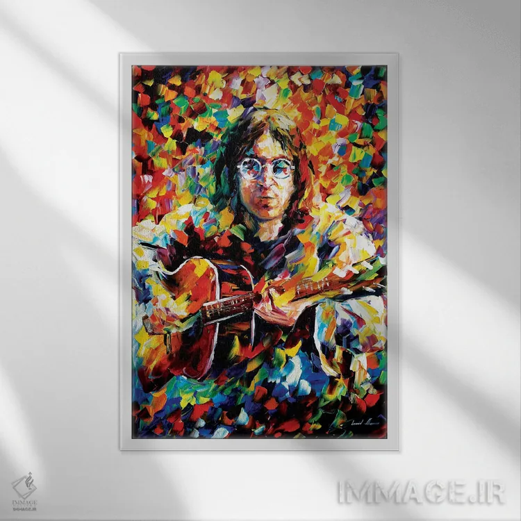 تابلو دکوراتیو جان لنون اثر لئونید آفرموف - نمای قابدار سفید