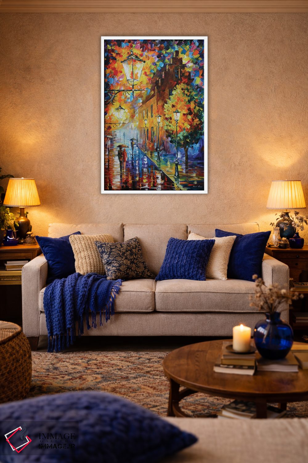 تابلو دکوراتیو چراغ ها در شب اثر لئونید آفرموف - D2W