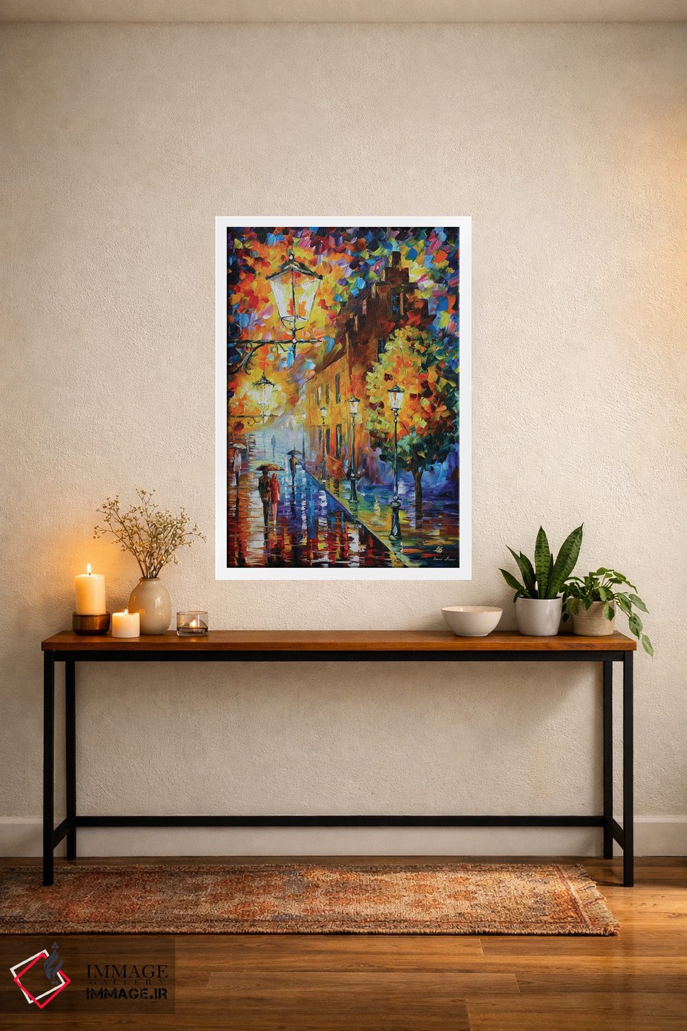 تابلو دکوراتیو چراغ ها در شب اثر لئونید آفرموف - D3W