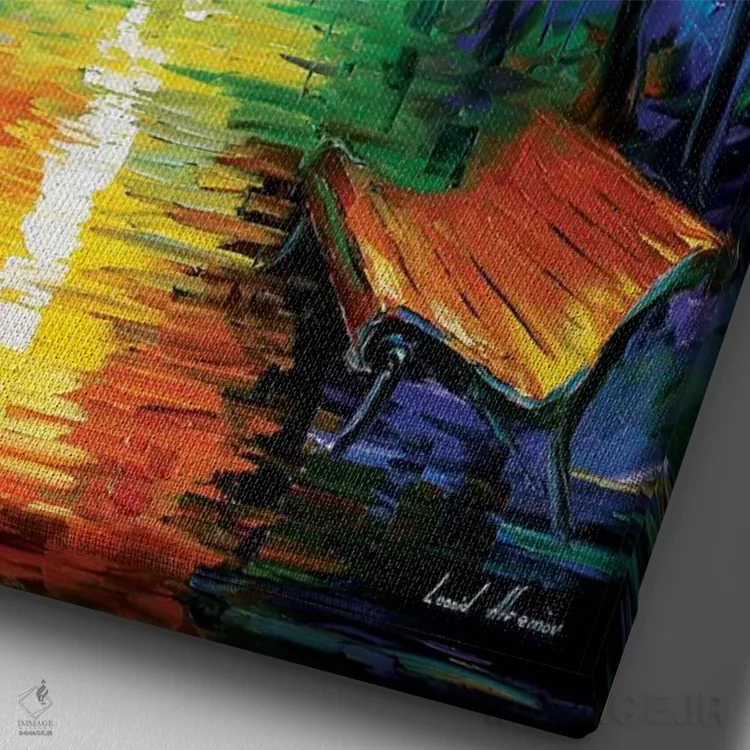 تابلو دکوراتیو پارک مه آلود II اثر لئونید آفرموف - نمای نزدیک بافت بوم