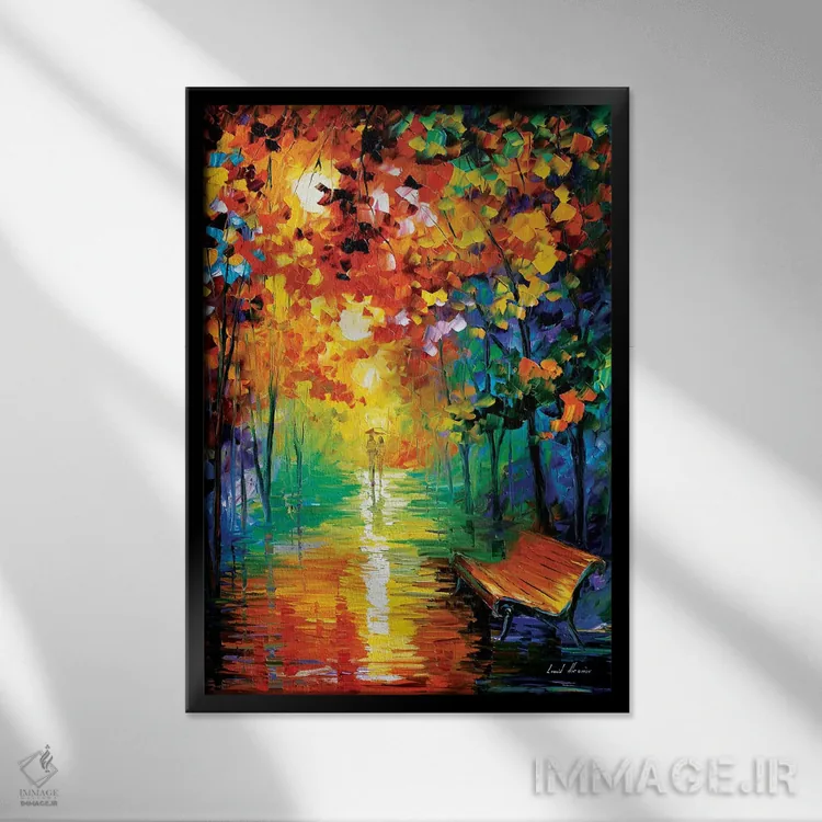 تابلو دکوراتیو پارک مه آلود II اثر لئونید آفرموف - نمای قابدار مشکی