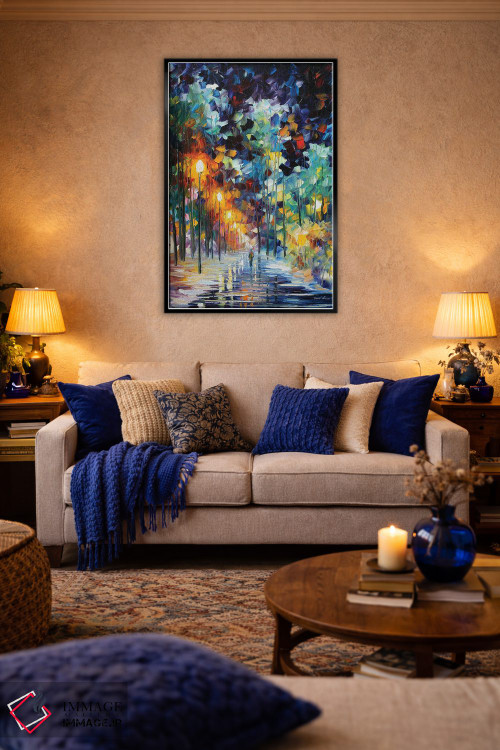 تابلو دکوراتیو زمستان رمانتیک اثر لئونید آفرموف - D5B