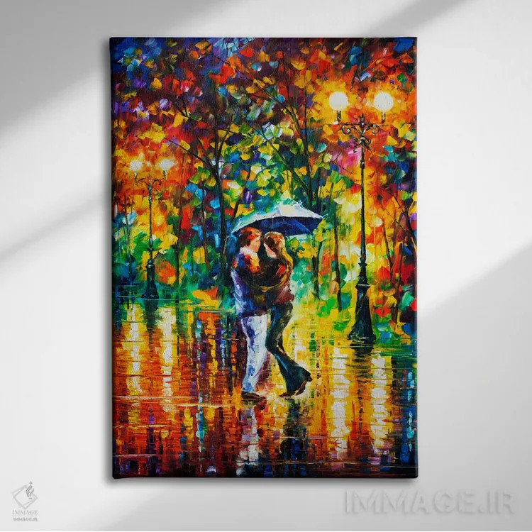 تابلو دکوراتیو رقص بارانی II اثر لئونید آفرموف - نمای روبهرو روی دیوار