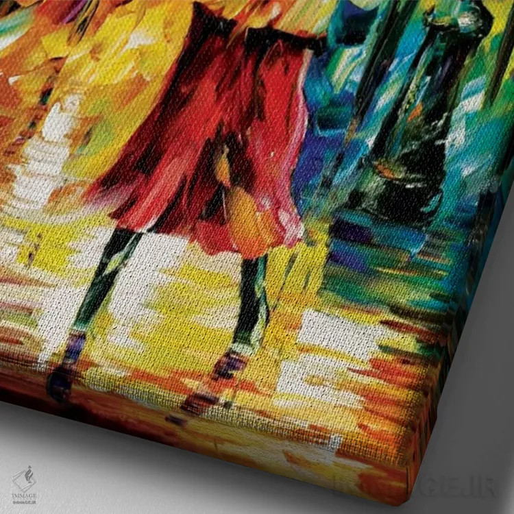 تابلو دکوراتیو حال و هوای بارانی اثر لئونید آفرموف - نمای نزدیک بافت بوم