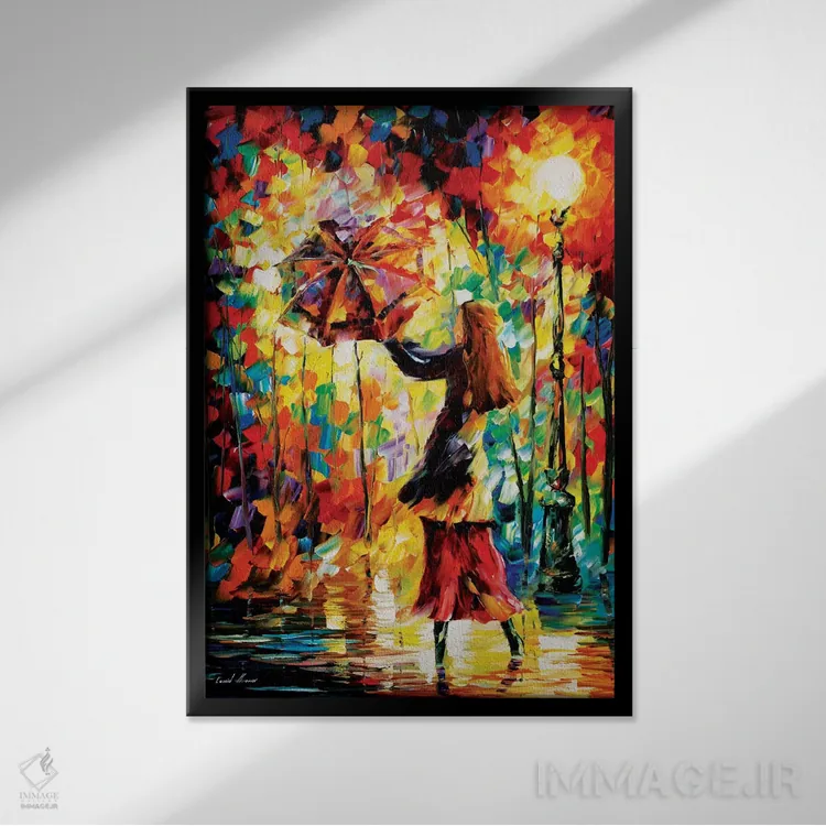 تابلو دکوراتیو حال و هوای بارانی اثر لئونید آفرموف - نمای قابدار مشکی