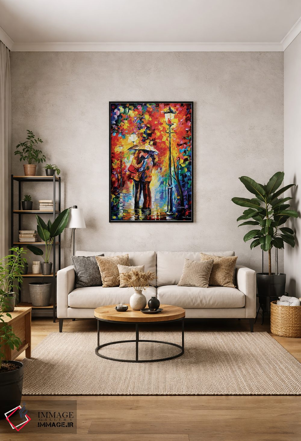 تابلو دکوراتیو بوسه زیر باران اثر لئونید آفرموف - D1B