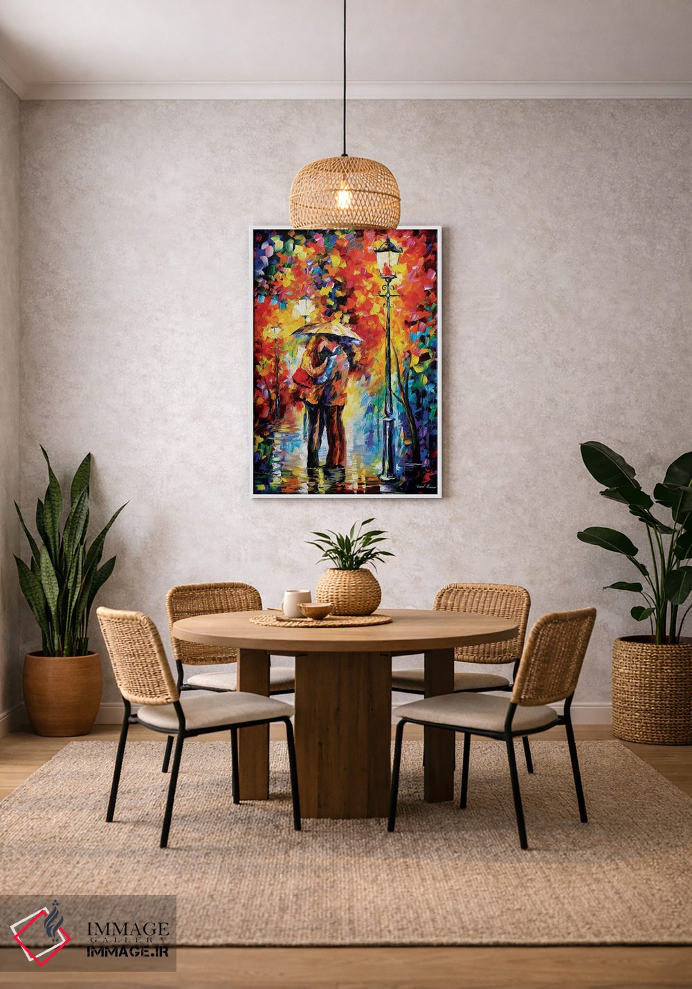 تابلو دکوراتیو بوسه زیر باران اثر لئونید آفرموف - D2W