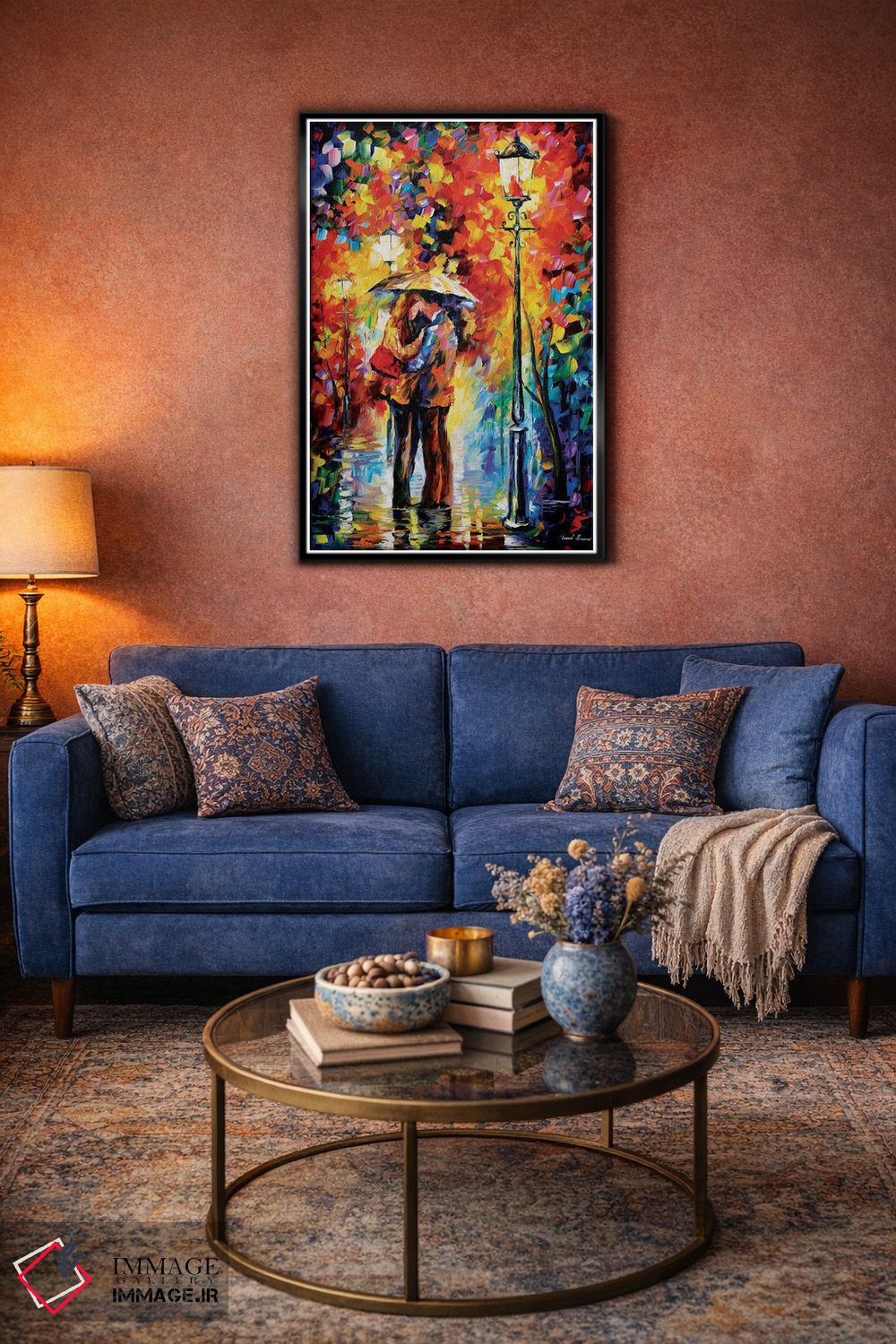 تابلو دکوراتیو بوسه زیر باران اثر لئونید آفرموف - D5B