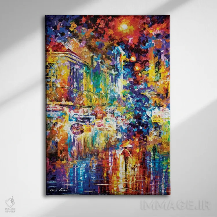 تابلو دکوراتیو قدم زدن با یک سگ اثر لئونید آفرموف - نمای روبهرو روی دیوار