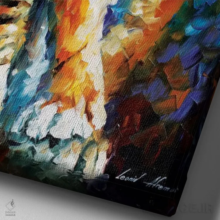 تابلو دکوراتیو ببر ترسناک اثر لئونید آفرموف - نمای نزدیک بافت بوم