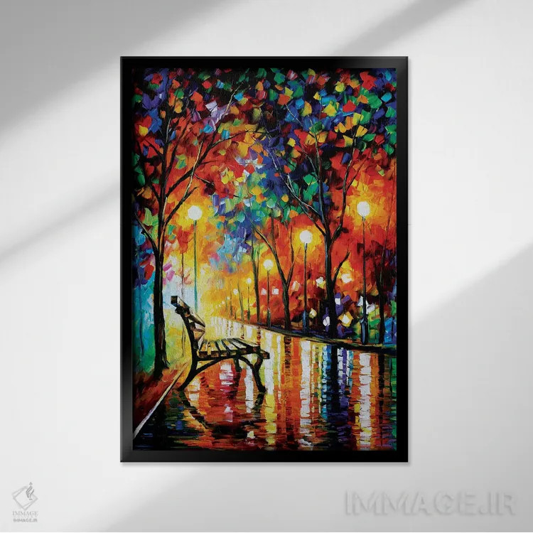 تابلو دکوراتیو تنهایی پاییز اثر لئونید آفرموف - نمای قابدار مشکی