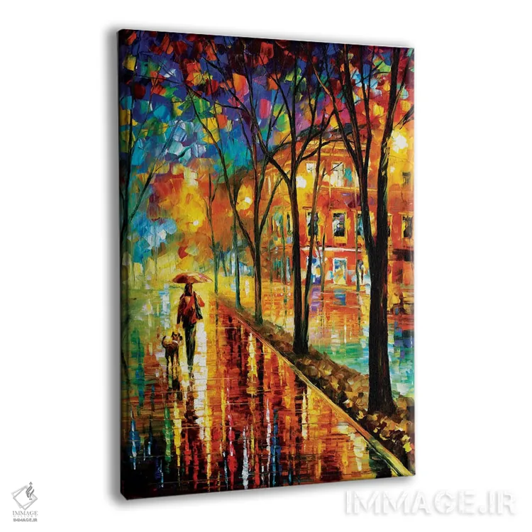 تابلو دکوراتیو قدم زدن با سگ اثر لئونید آفرموف - نمای پرسپکتیو محصول