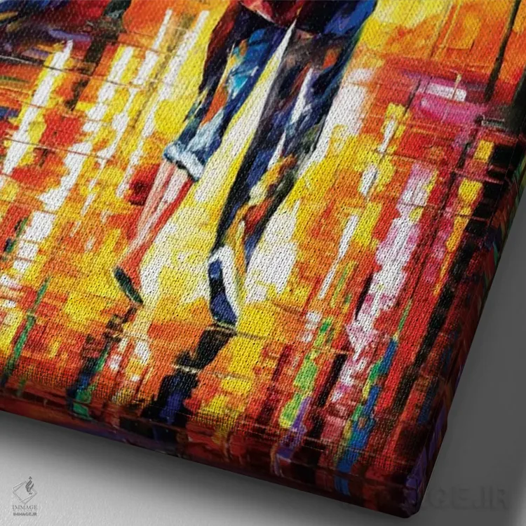 تابلو دکوراتیو زیر یک چتر اثر لئونید آفرموف - نمای نزدیک بافت بوم