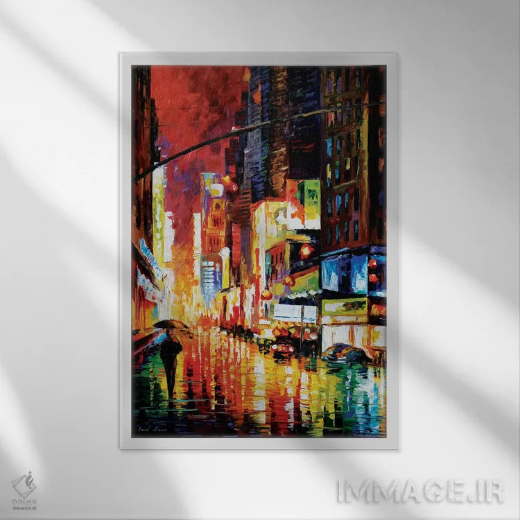 تابلو دکوراتیو تایمز اسکوئر اثر لئونید آفرموف - نمای قابدار سفید