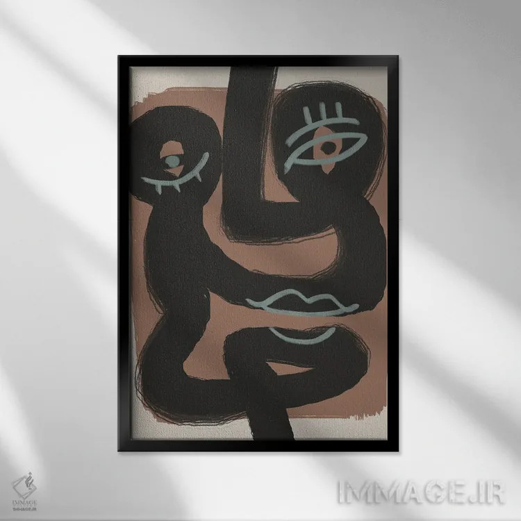 تابلو انتزاعی دو پرتره انتزاعی مشکی اثر لیتل باور - نمای قابدار مشکی