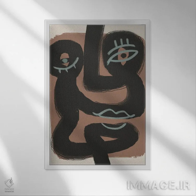 تابلو انتزاعی دو پرتره انتزاعی مشکی اثر لیتل باور - نمای قابدار سفید
