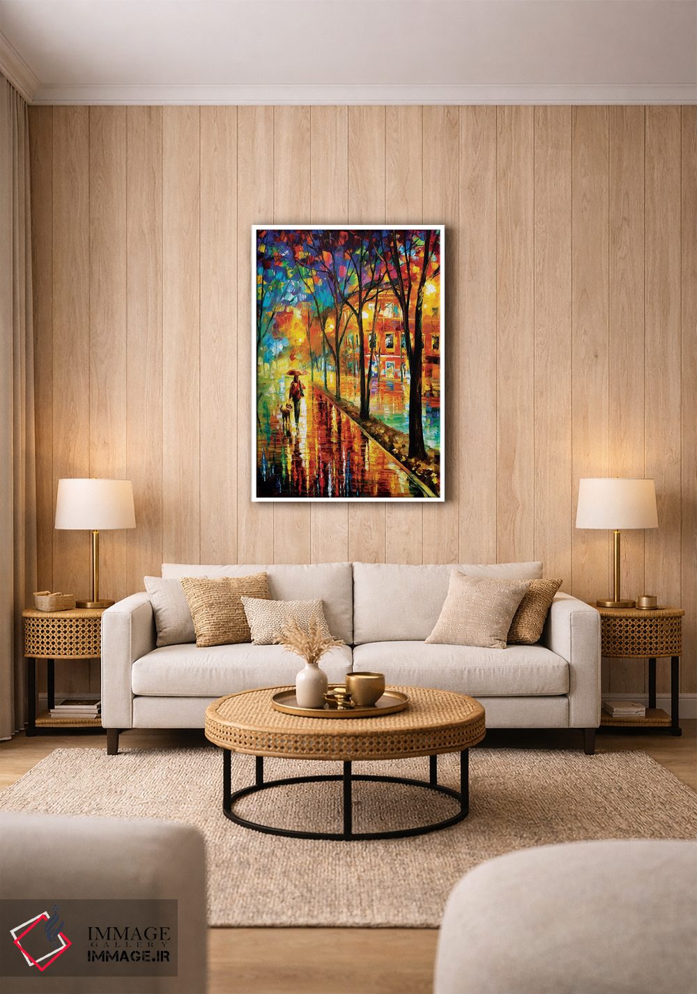 تابلو دکوراتیو قدم زدن با سگ اثر لئونید آفرموف - D1W