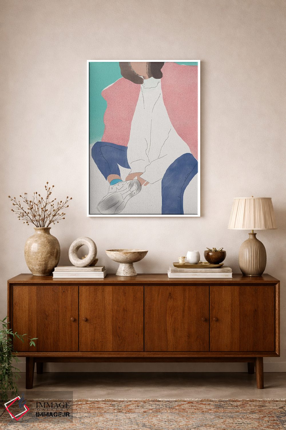 تابلو مدرن خز صورتی اثر لیتل باور - D1W