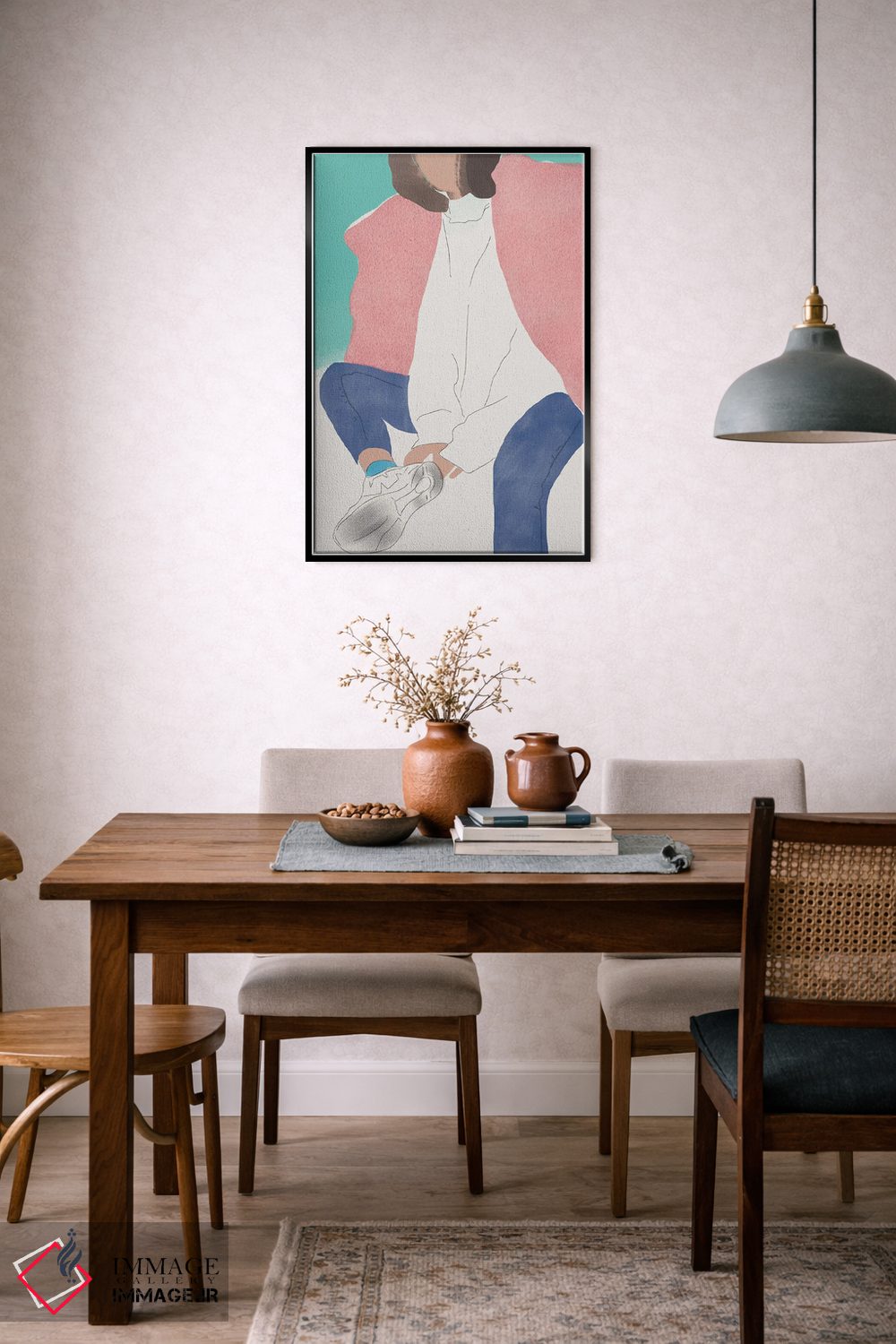 تابلو مدرن خز صورتی اثر لیتل باور - D5B