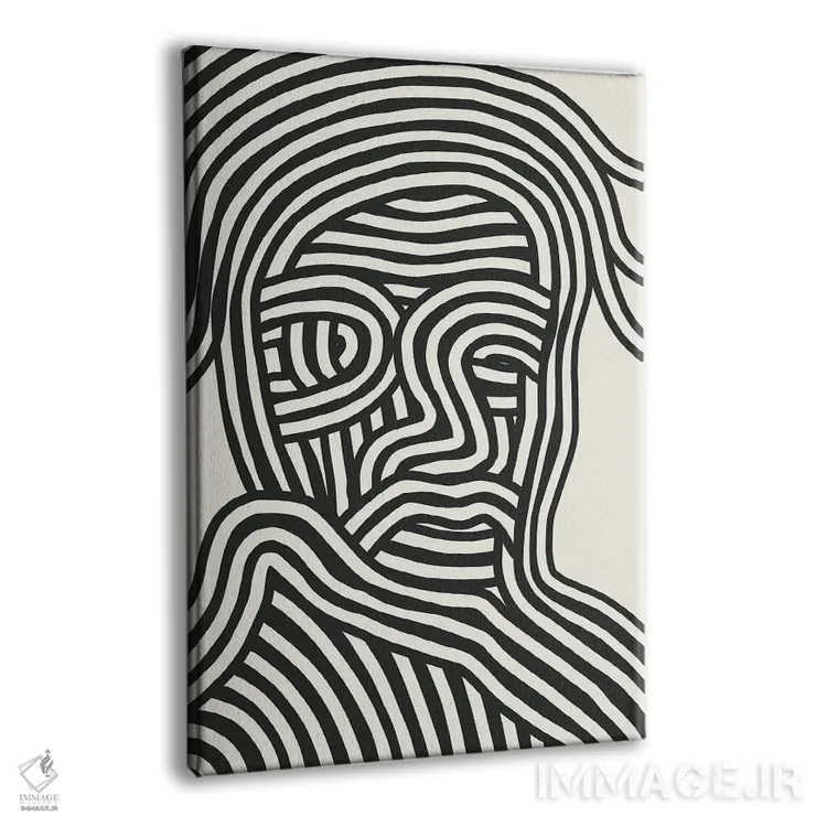 تابلو انتزاعی پرتره نواری اثر لیتل باور - نمای پرسپکتیو محصول