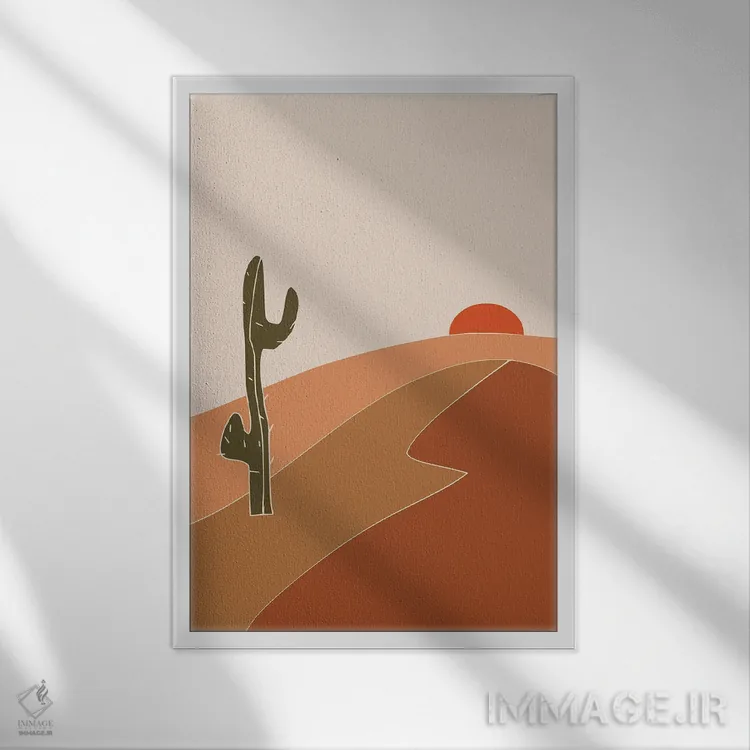 تابلو مینیمال غروب جنوب غربی اثر لیتل باور - نمای قابدار سفید