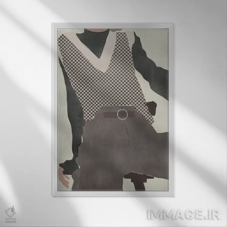 تابلو مدرن پیکره باریک اثر لیتل باور - نمای قابدار سفید
