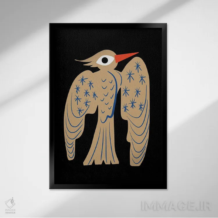 تابلو انتزاعی دارکوب اثر لیتل باور - نمای قابدار مشکی