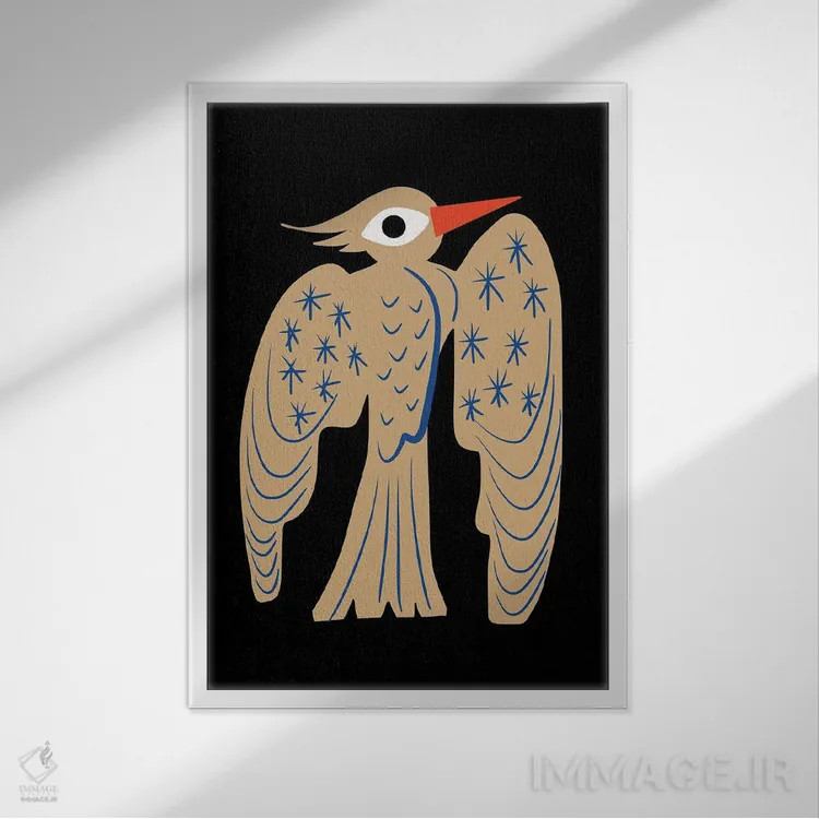 تابلو انتزاعی دارکوب اثر لیتل باور - نمای قابدار سفید