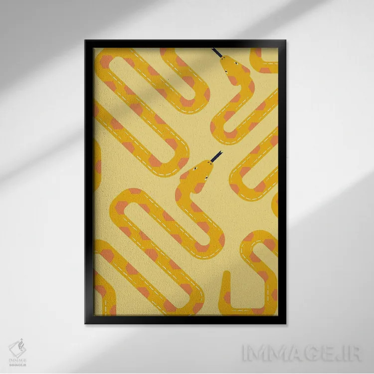 تابلو مدرن طرح ماری زرد اثر لیتل باور - نمای قابدار مشکی