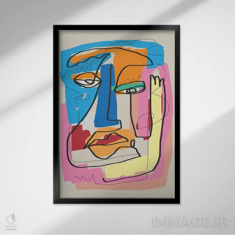 تابلو انتزاعی پرتره انتزاعی بی پیرایه اثر لیتل باور - نمای قابدار مشکی