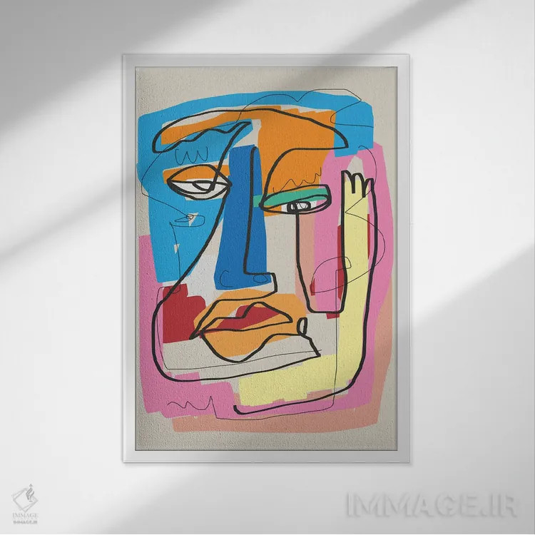 تابلو انتزاعی پرتره انتزاعی بی پیرایه اثر لیتل باور - نمای قابدار سفید