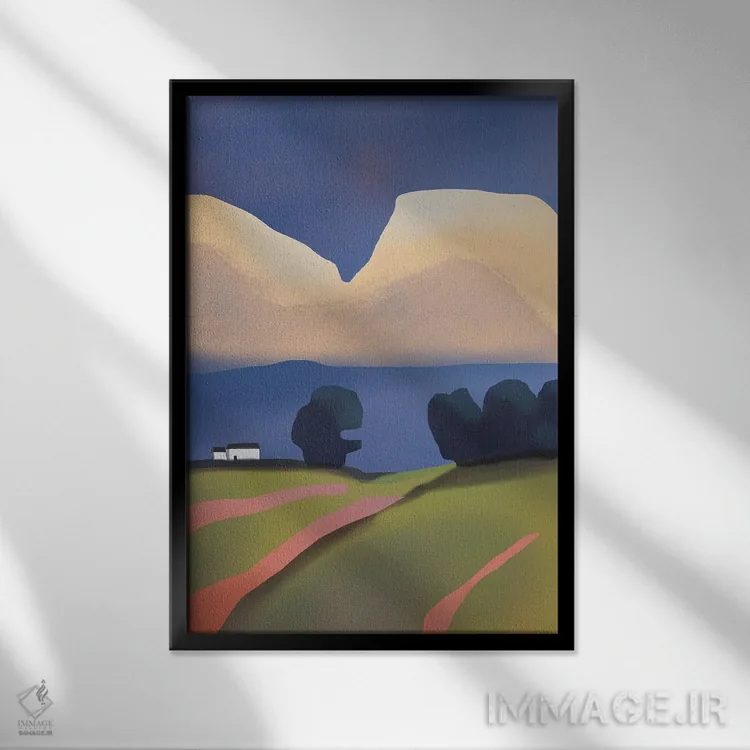 تابلو مینیمال باران دوردست اثر لیتل باور - نمای قابدار مشکی