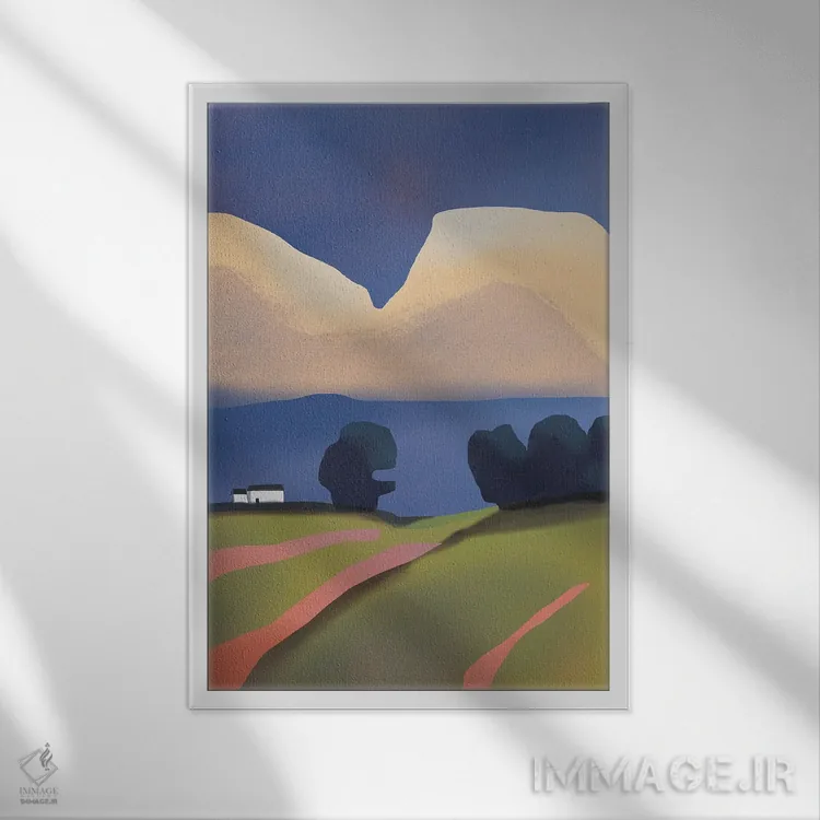 تابلو مینیمال باران دوردست اثر لیتل باور - نمای قابدار سفید