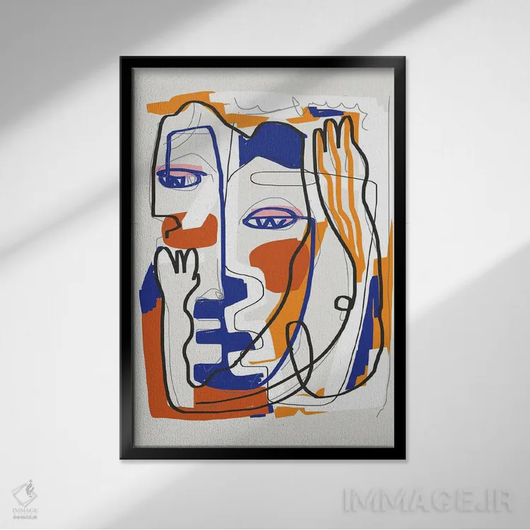 تابلو انتزاعی عشق انتزاعی خطی اثر لیتل باور - نمای قابدار مشکی