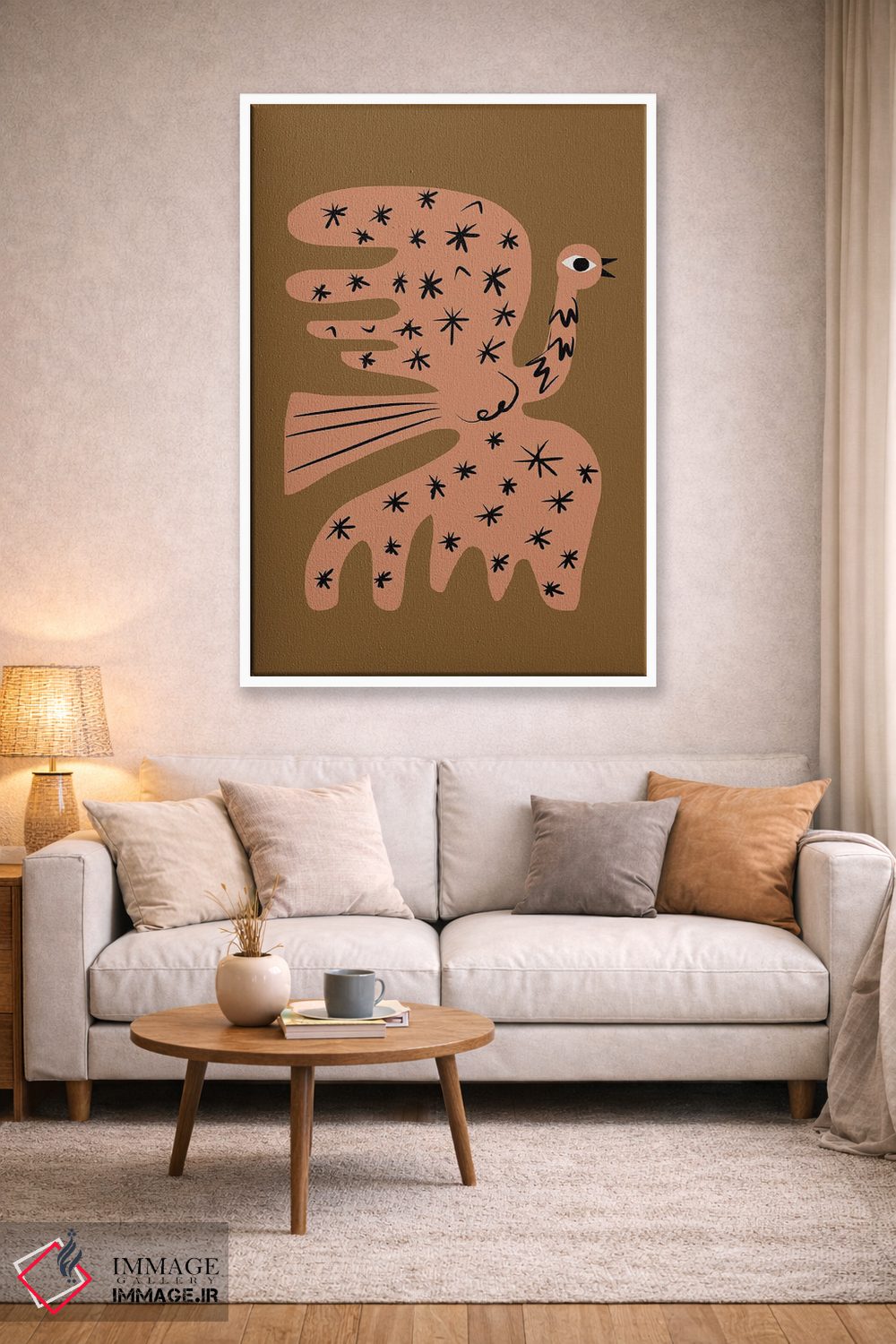تابلو انتزاعی ققنوس قهوه ای اثر لیتل باور - D1W