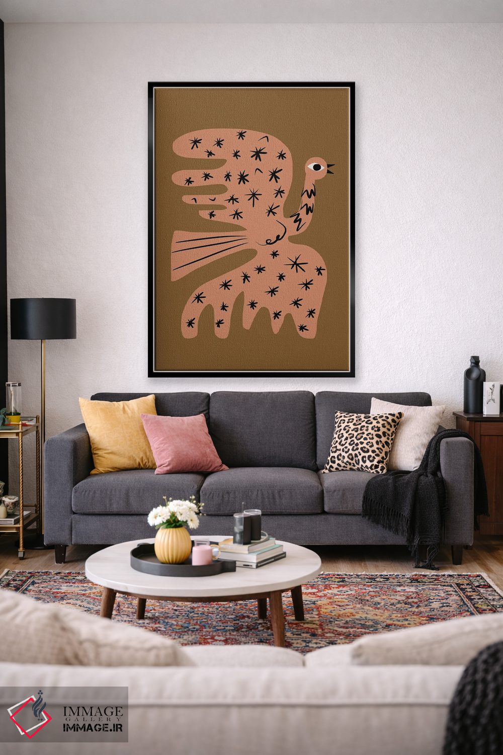 تابلو انتزاعی ققنوس قهوه ای اثر لیتل باور - D2B