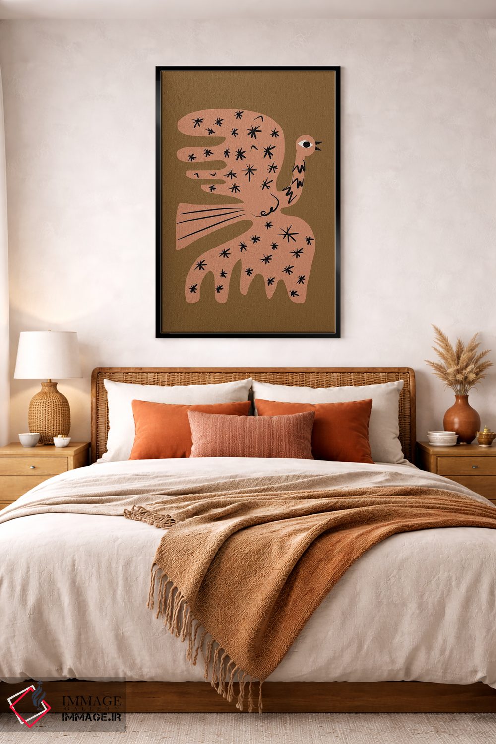 تابلو انتزاعی ققنوس قهوه ای اثر لیتل باور - D4B