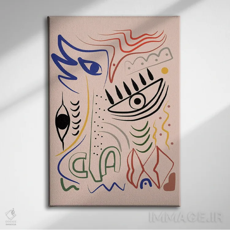 تابلو مینیمال طرح خطی موجود عجیب اثر لیتل باور - نمای روبهرو روی دیوار