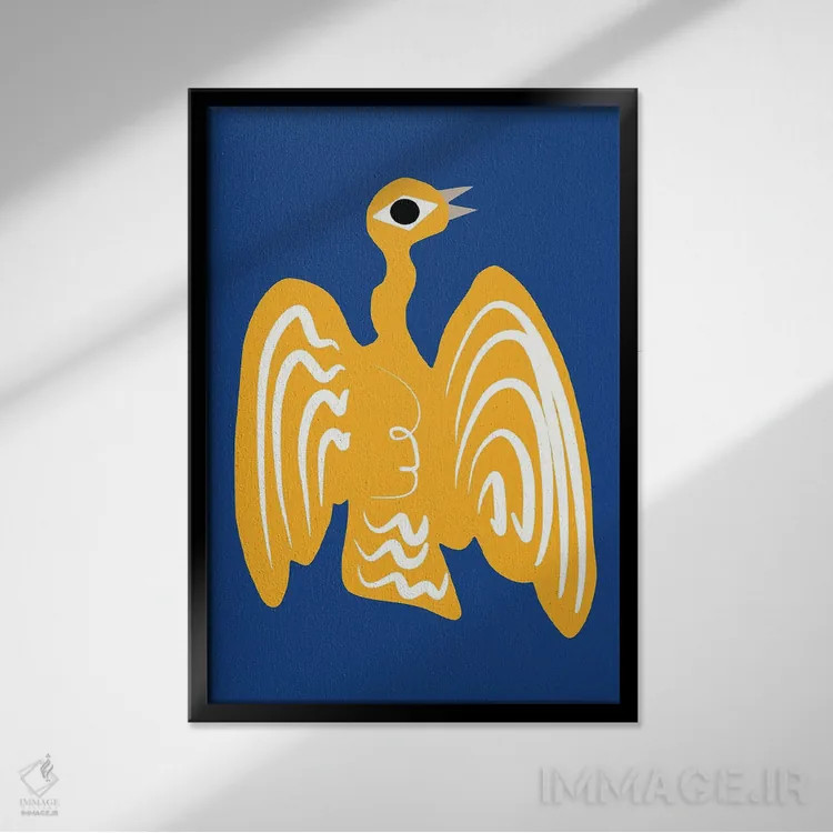 تابلو انتزاعی تصویر غاز طلایی اثر لیتل باور - نمای قابدار مشکی